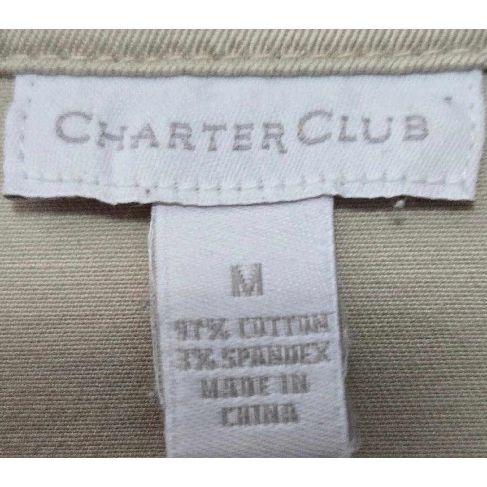 Charter Club Womens M Classic Khaki Stretch Cotton Button Front Utility Jacket - Picture 6 of 8